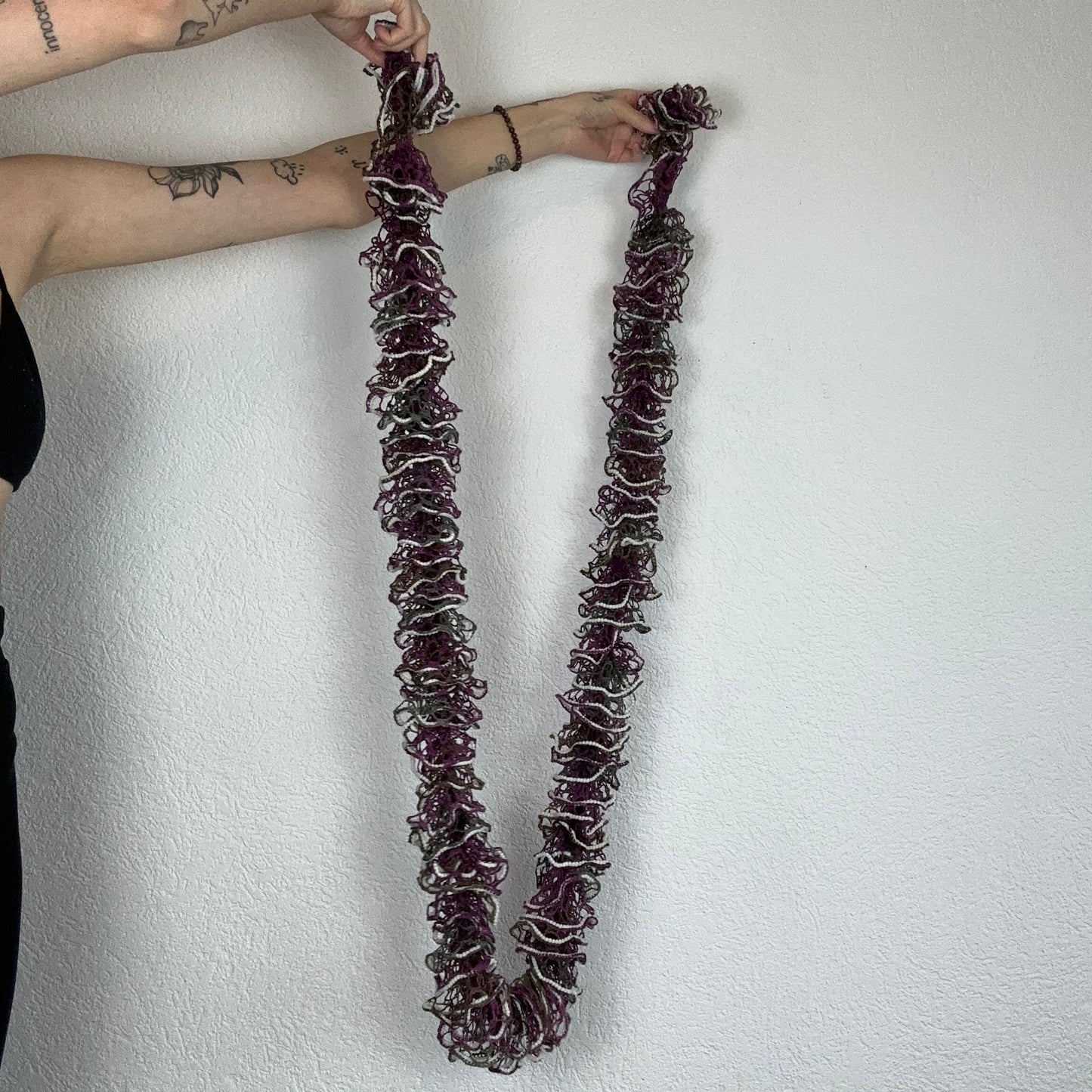 Purple, Khaki knitted Scarf