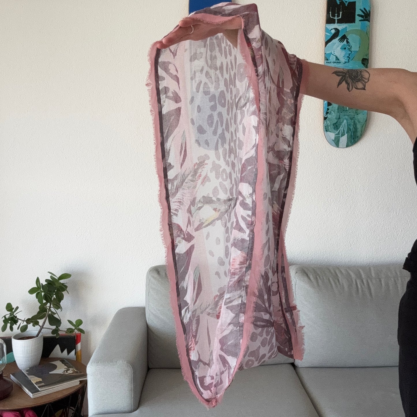 Pink and White Scarf