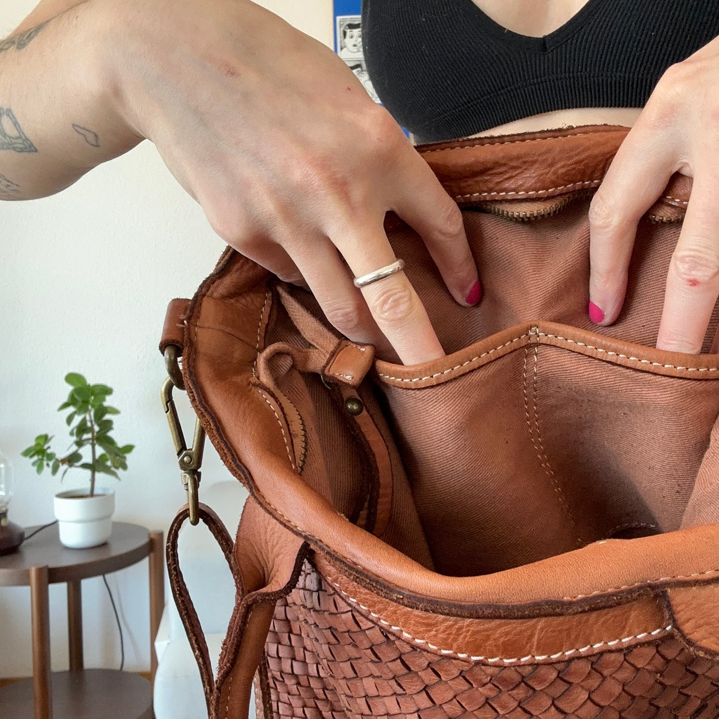 Sac en cuir marron