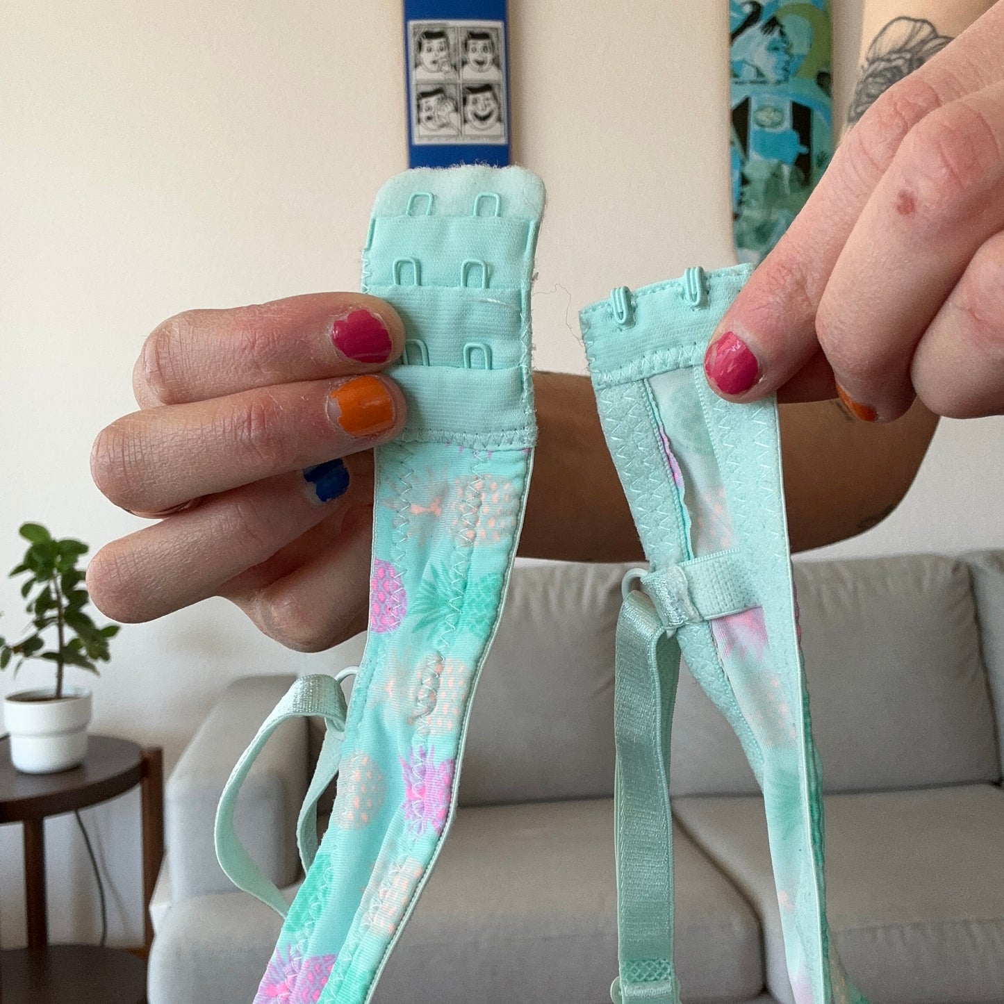 Blue Bra with cute pattern