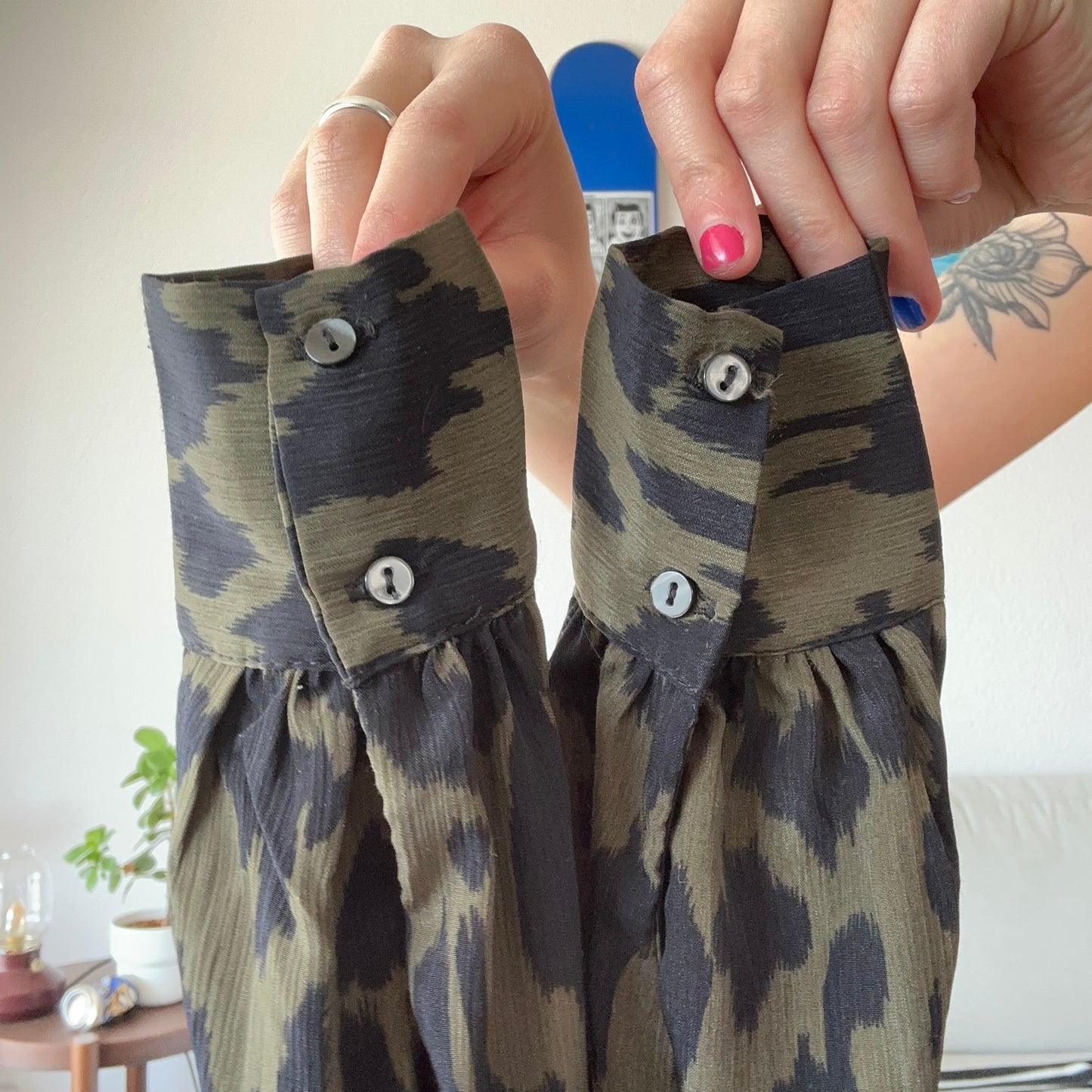 Green Blouse with Black Pattern | Bern