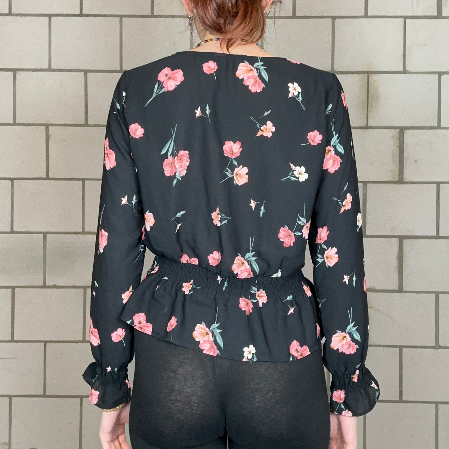 Black Blouse with Flowers | Bern