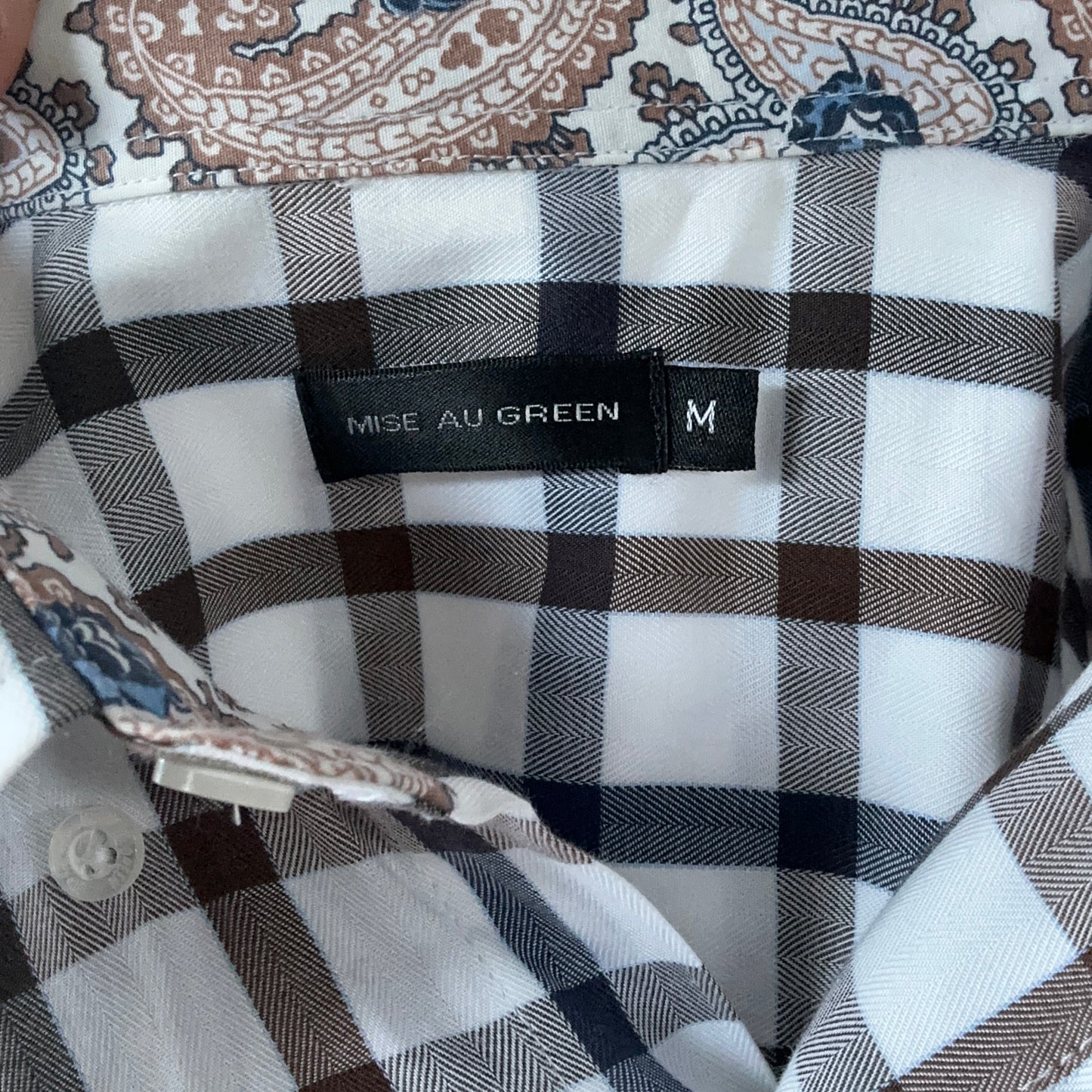 White Blouse with blue and brown Stripes | Bern