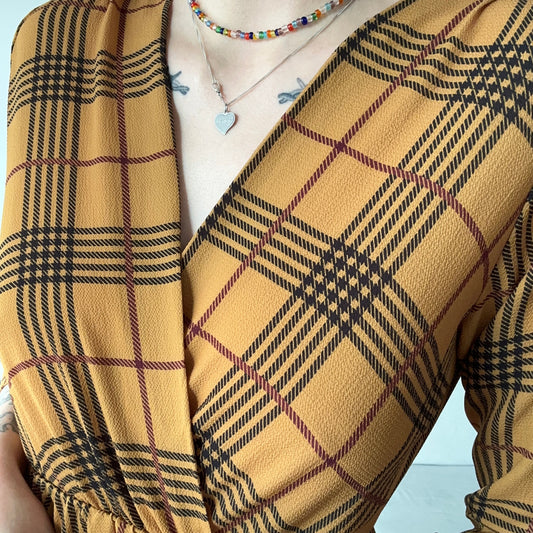 Yellow Blouse with black and red stripes | Bern