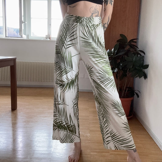 White Pants with Green Leaf Pattern | Bern