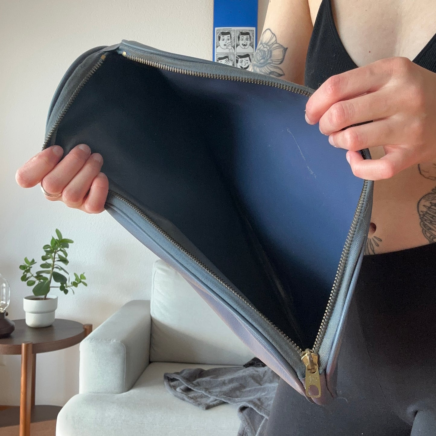 Vintage Blue Laptop or Document Bag