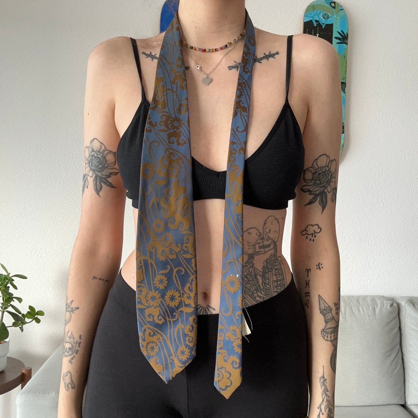 Vintage Blue and Gold Tie