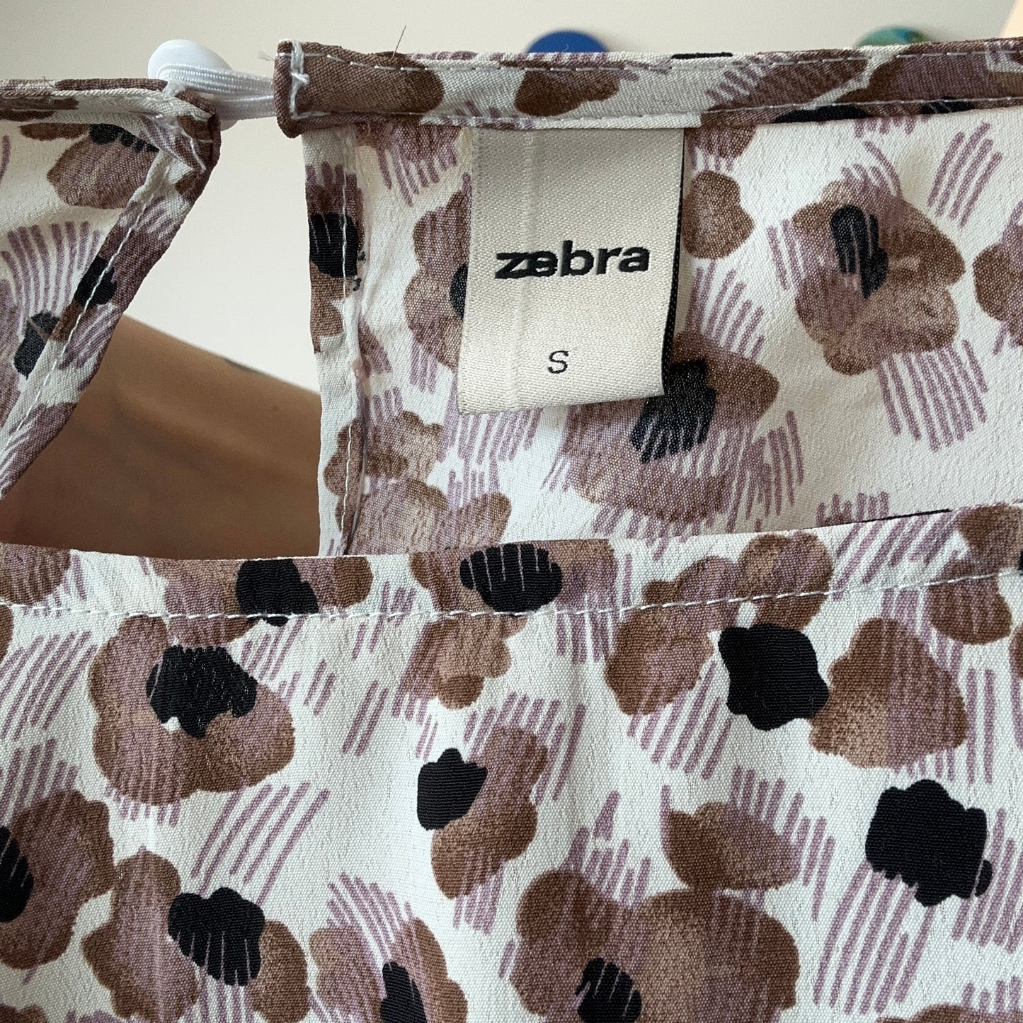 White Blouse with purple, brown and black pattern | Bern