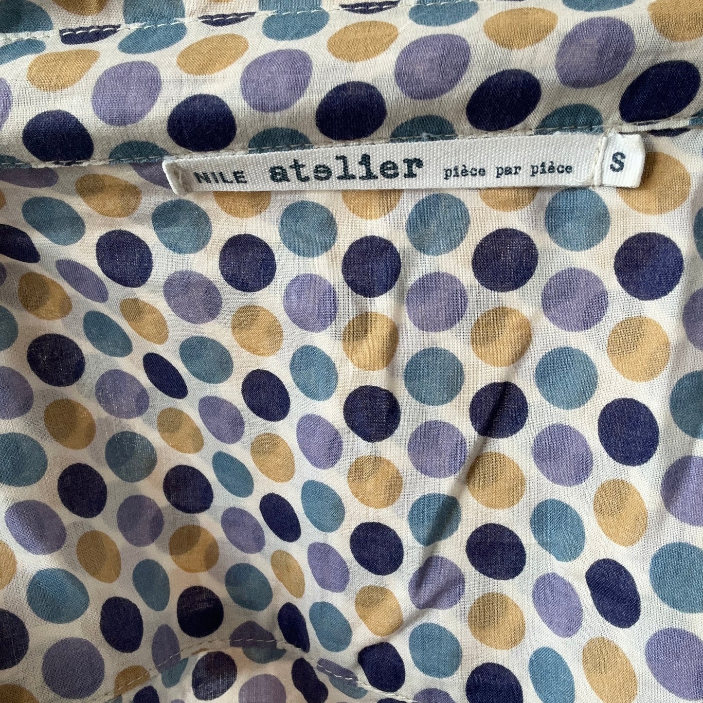 White Blouse with Purple, Blue and Yellow Dots | Bern