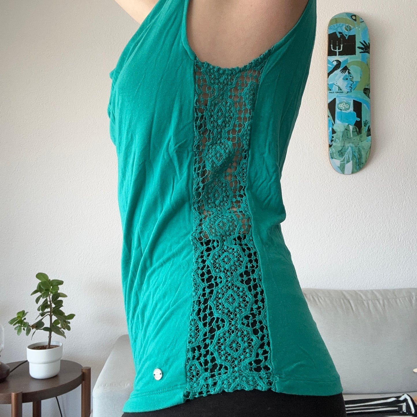 Turquoise Top with crochet details on the sides | Bern