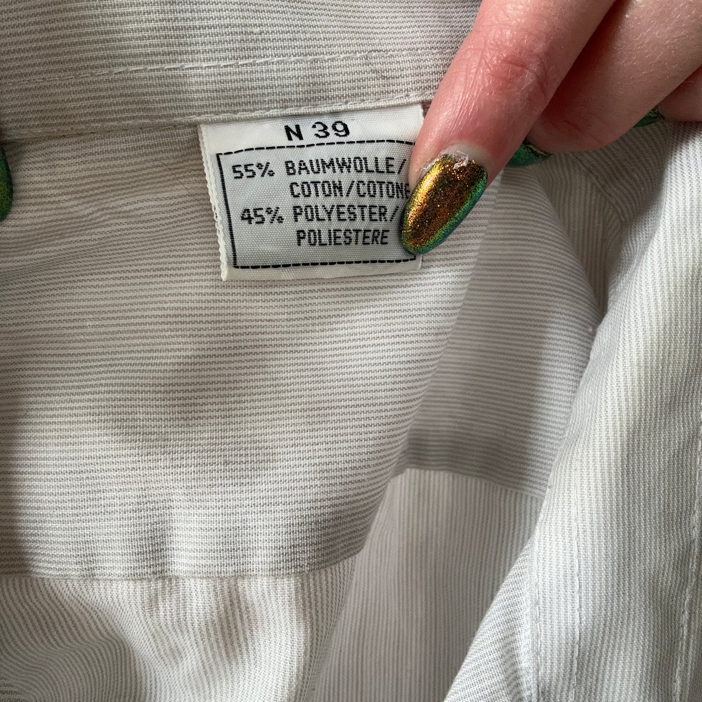 Vintage White and gray striped Blouse | Bern