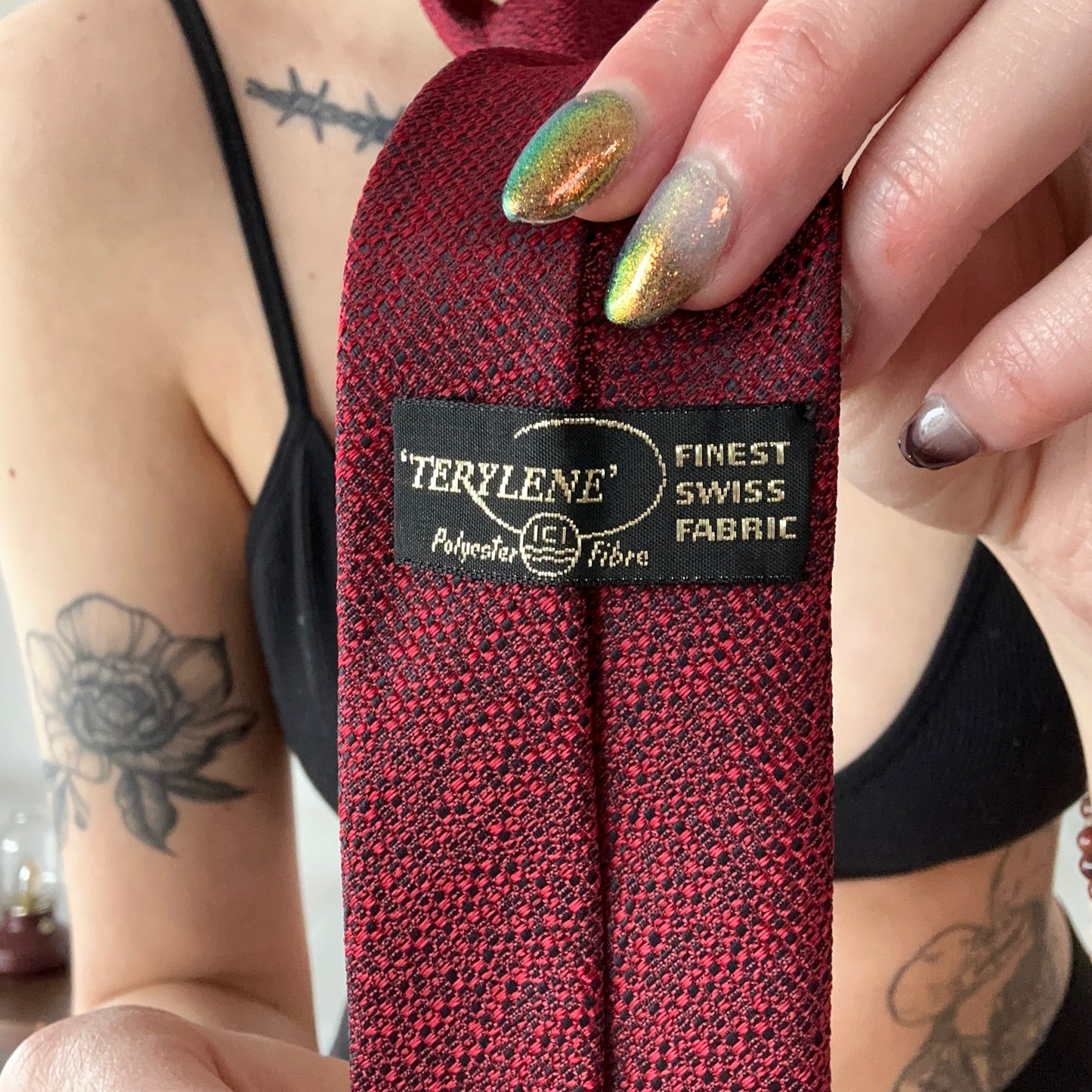 Vintage Red and Black Tie