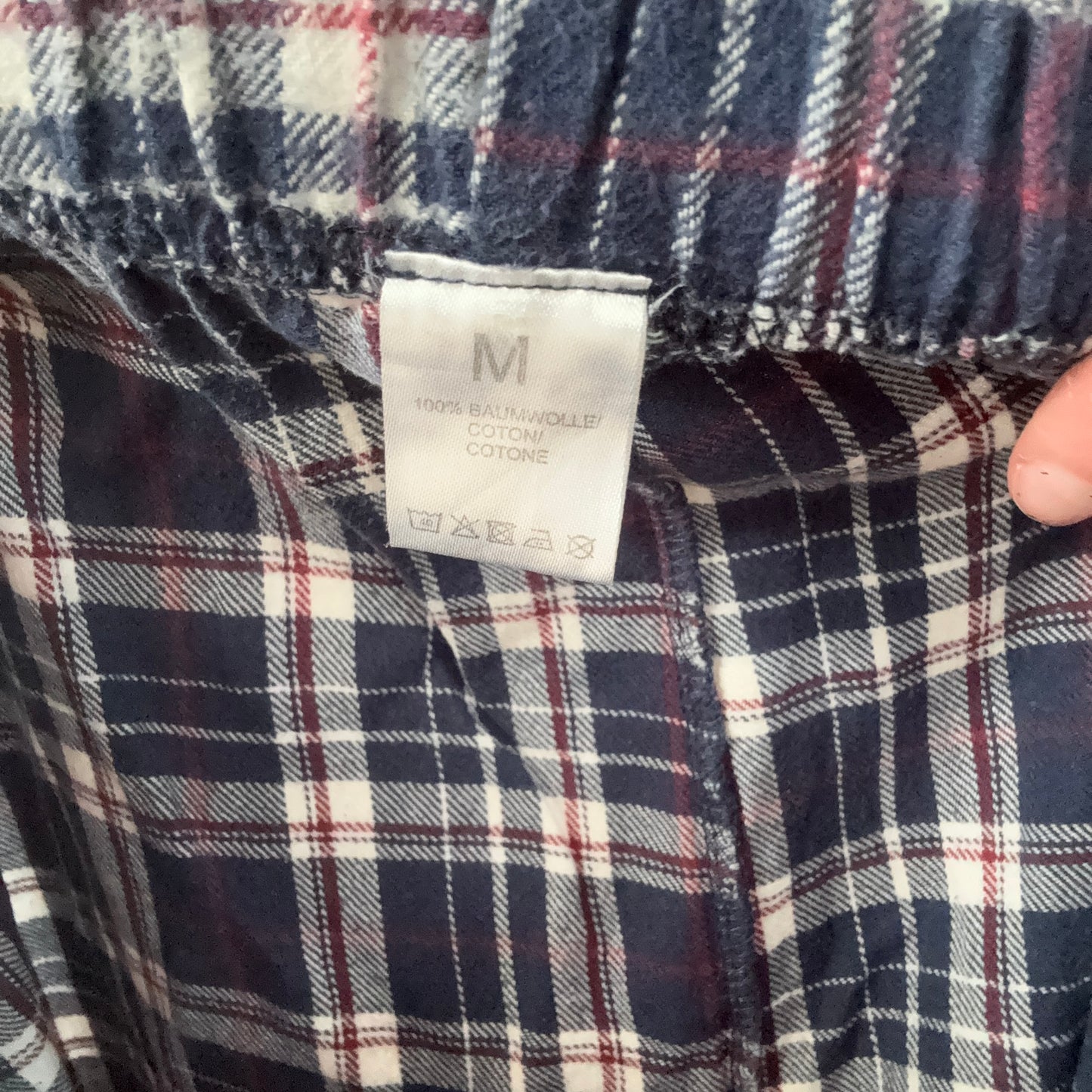 Blue Pyjama Pants with red and white stripes