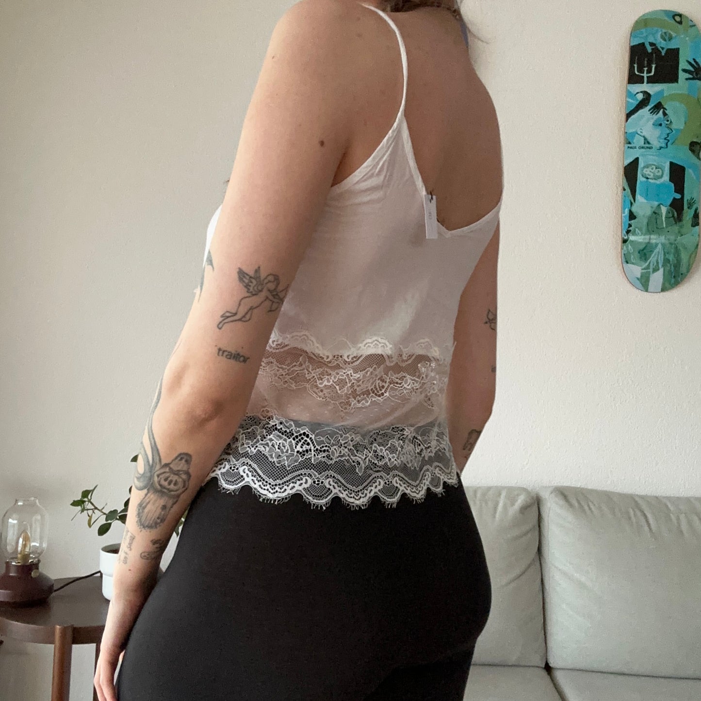 Y2K White Top with Lace Details on the Bottom