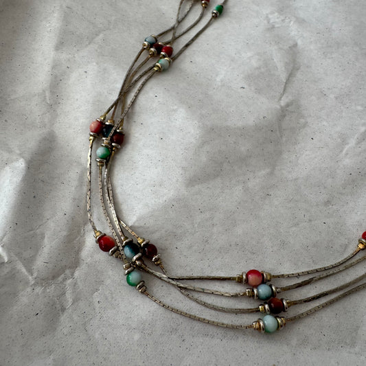 Silver Necklace with colorful pearls | Bern