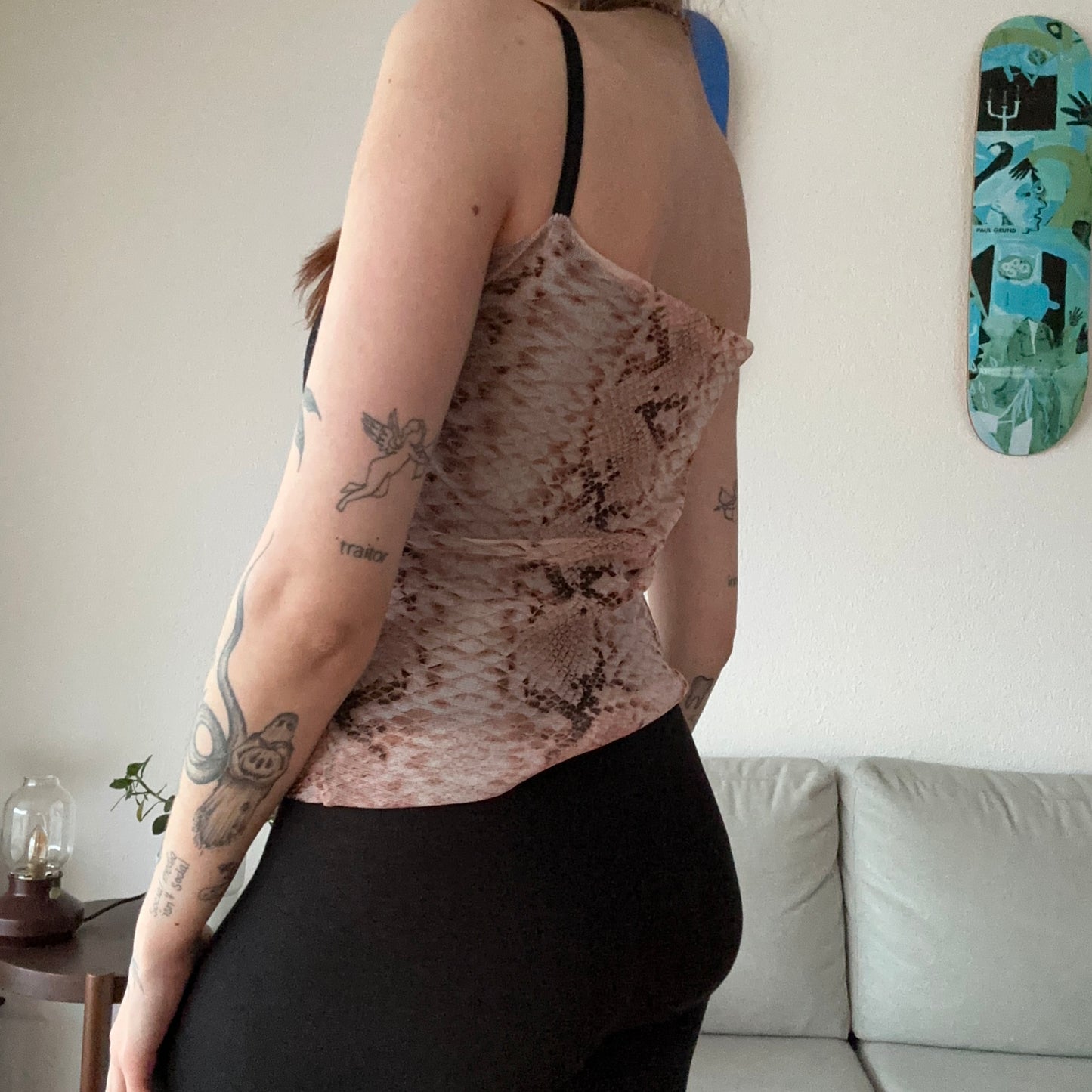 Y2K Snake Print Top with cute lace detail | Bern