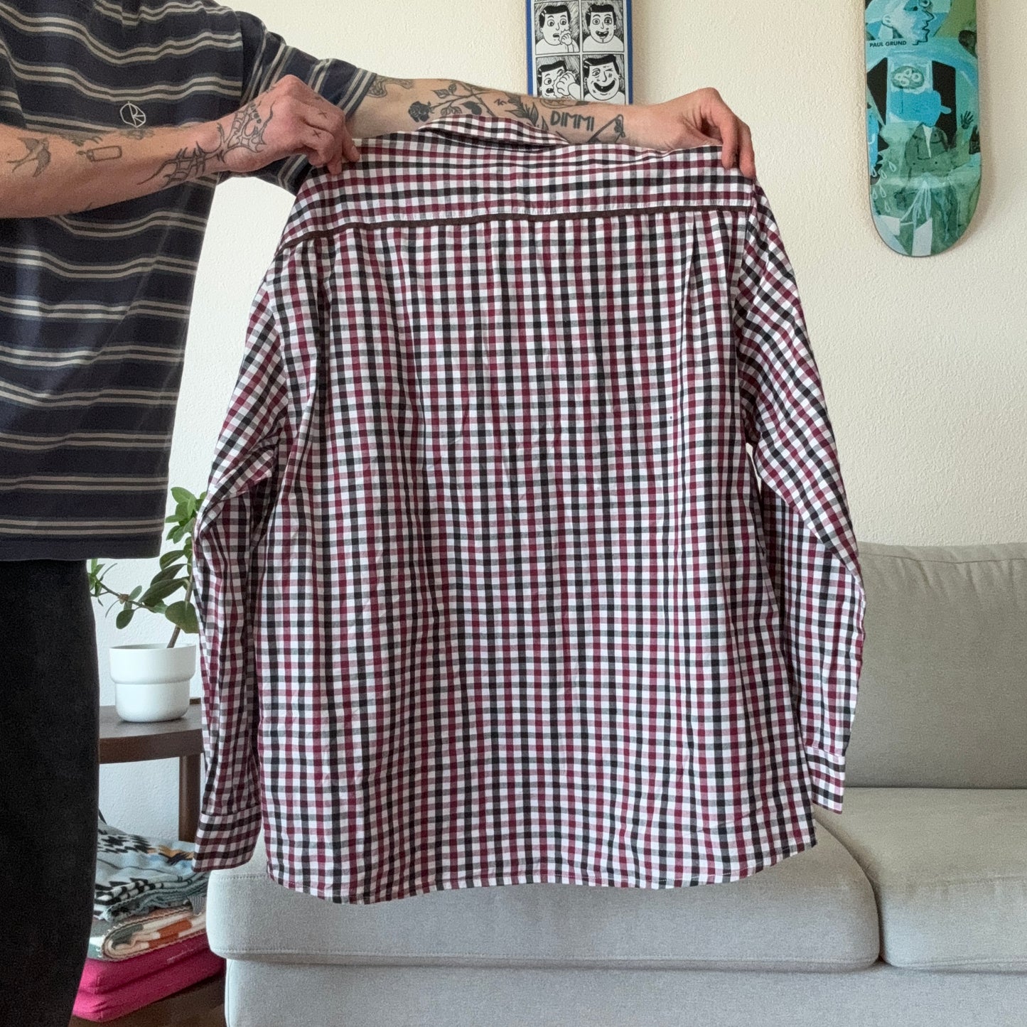 White, Red and Black Checked Blouse