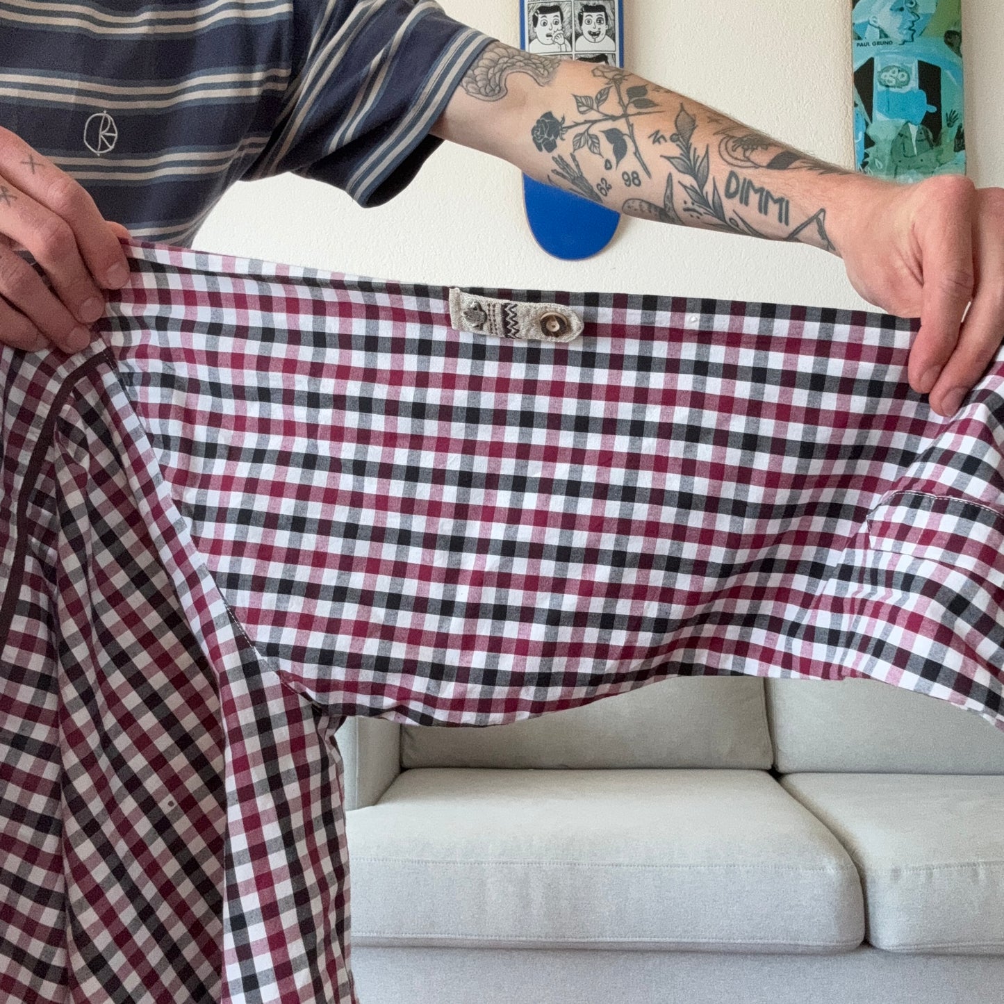 White, Red and Black Checked Blouse | Bern