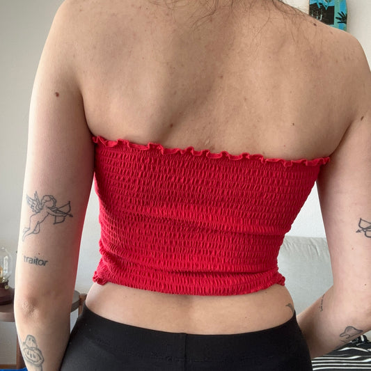 Red Strapless Top | Bern