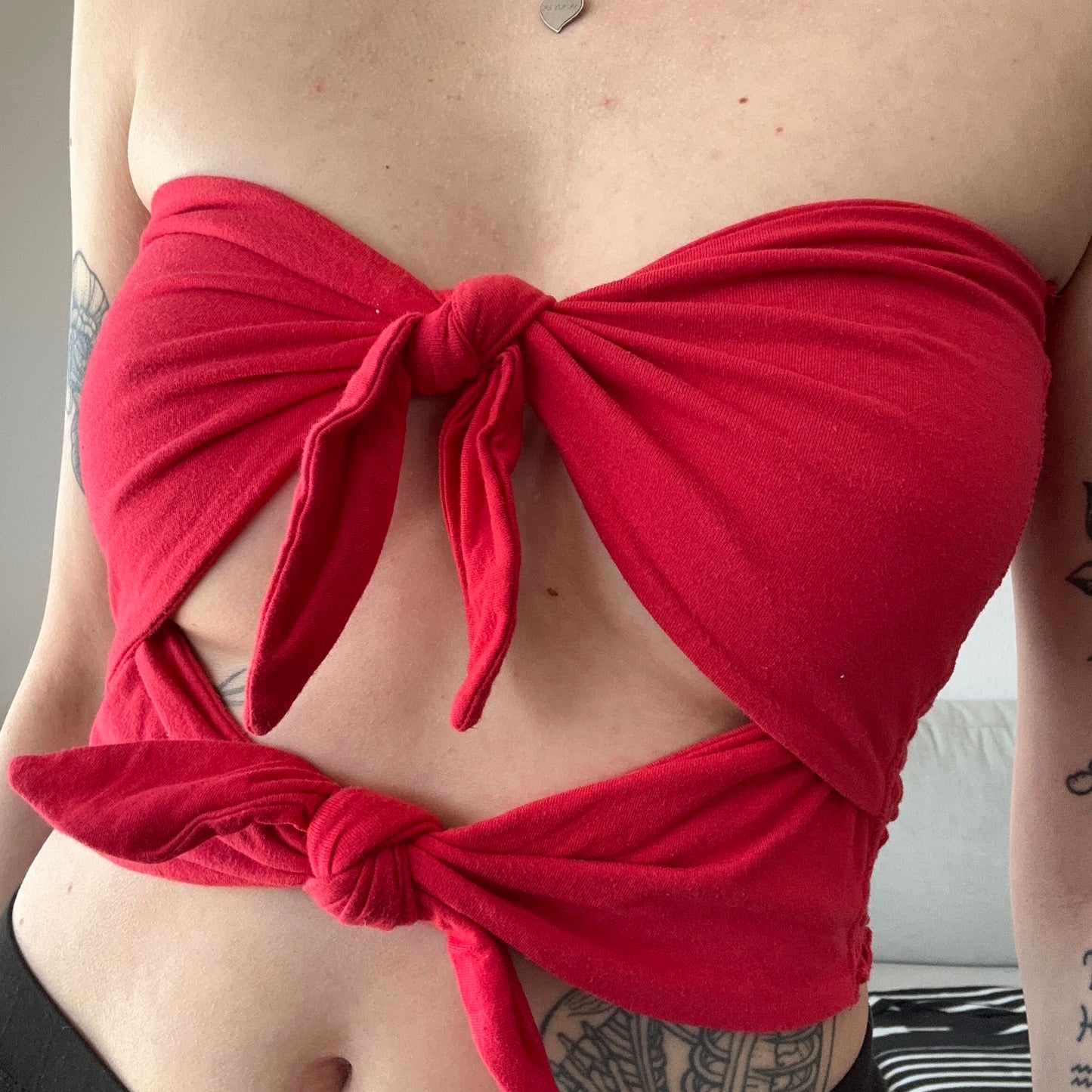 Red Strapless Top | Bern