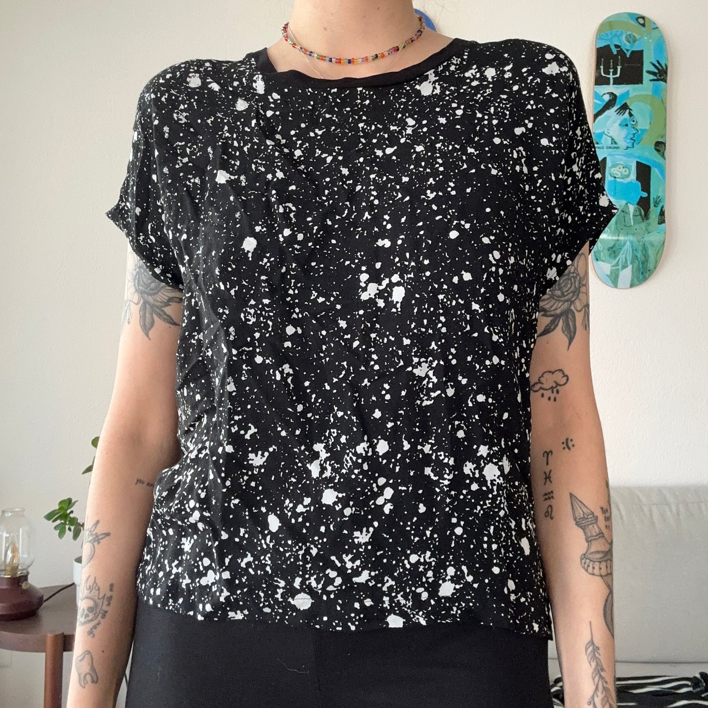 Black Shirt with white dots