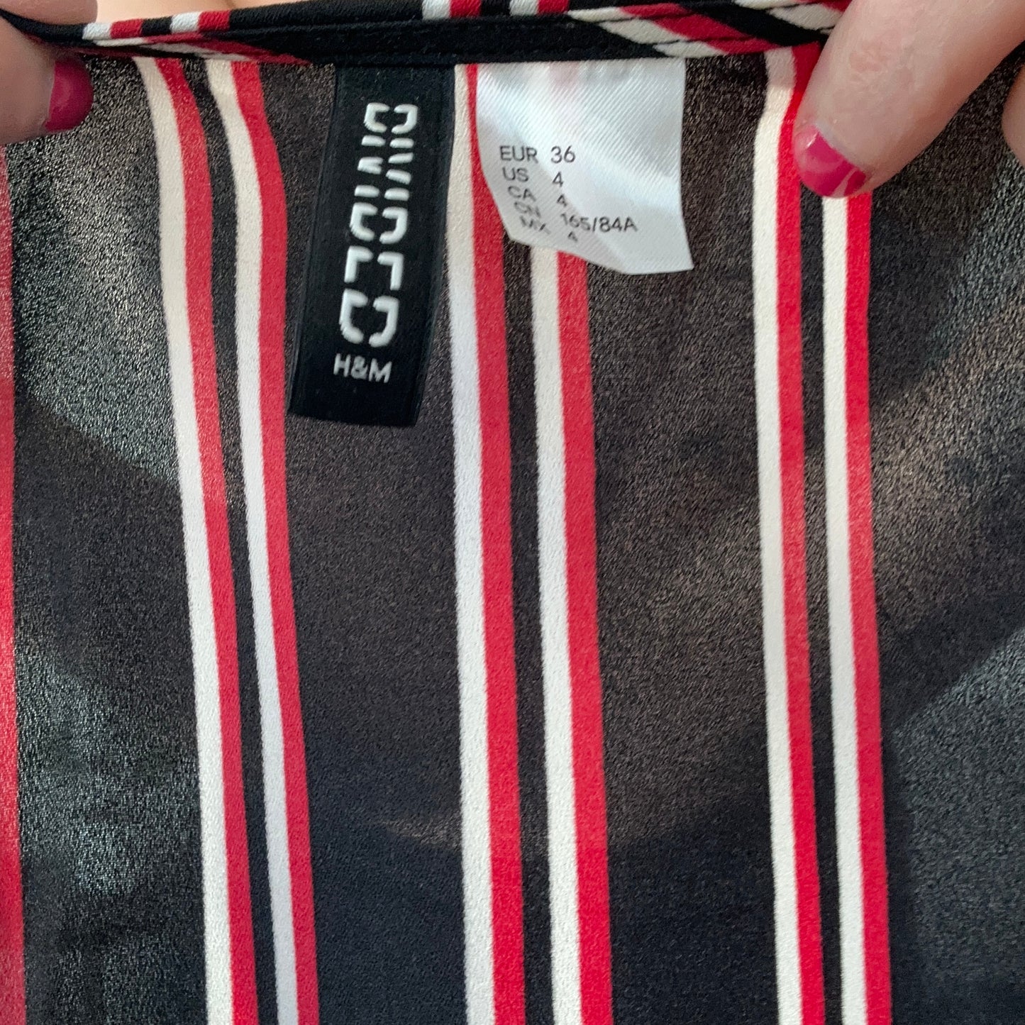 Black, Red and white striped Blouse | Bern
