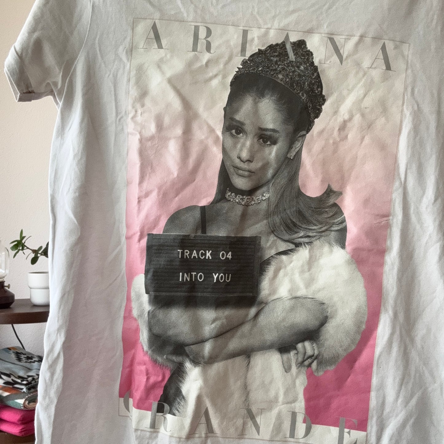 White Shirt with Ariana Grande Print