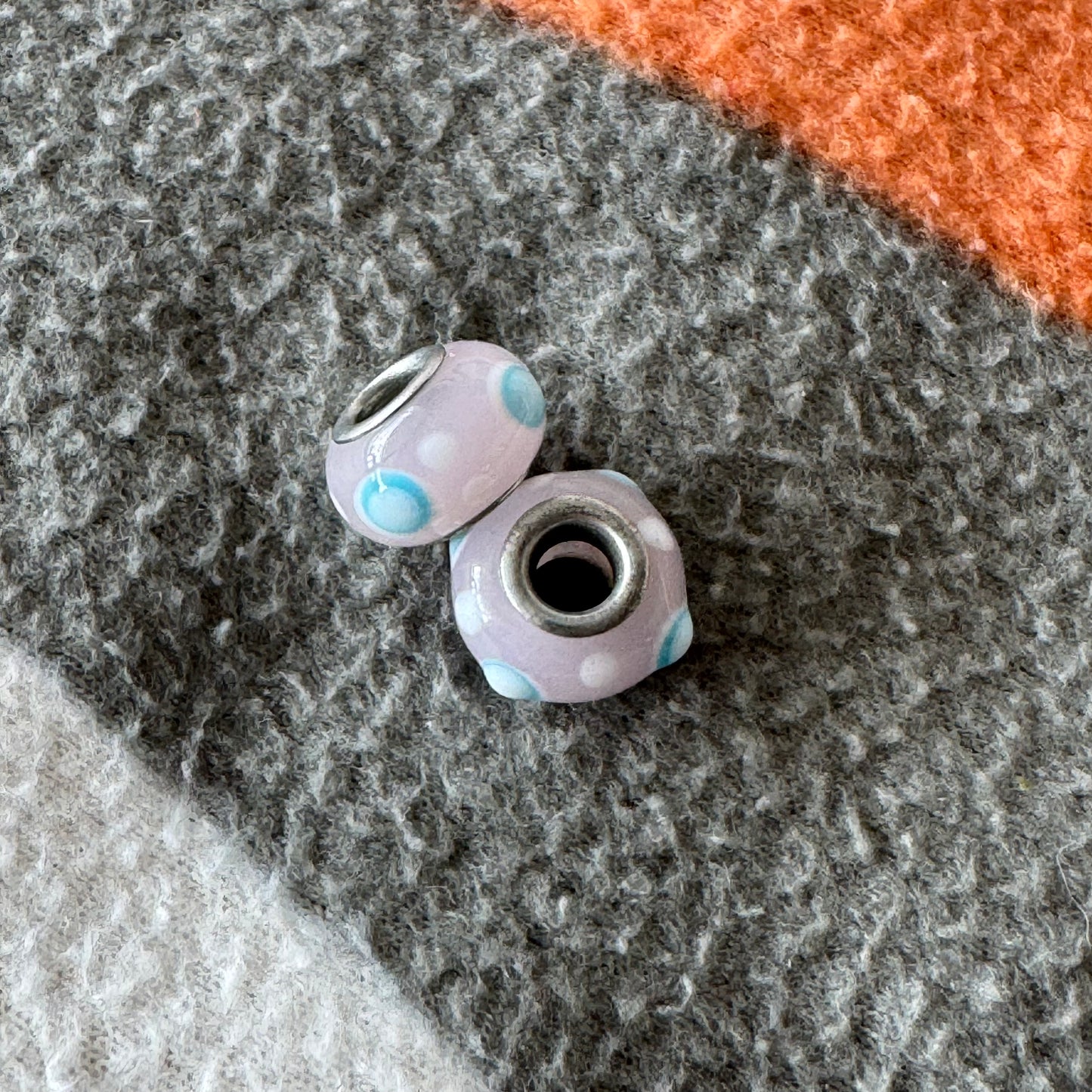 Pink Jewels with blue and white dots