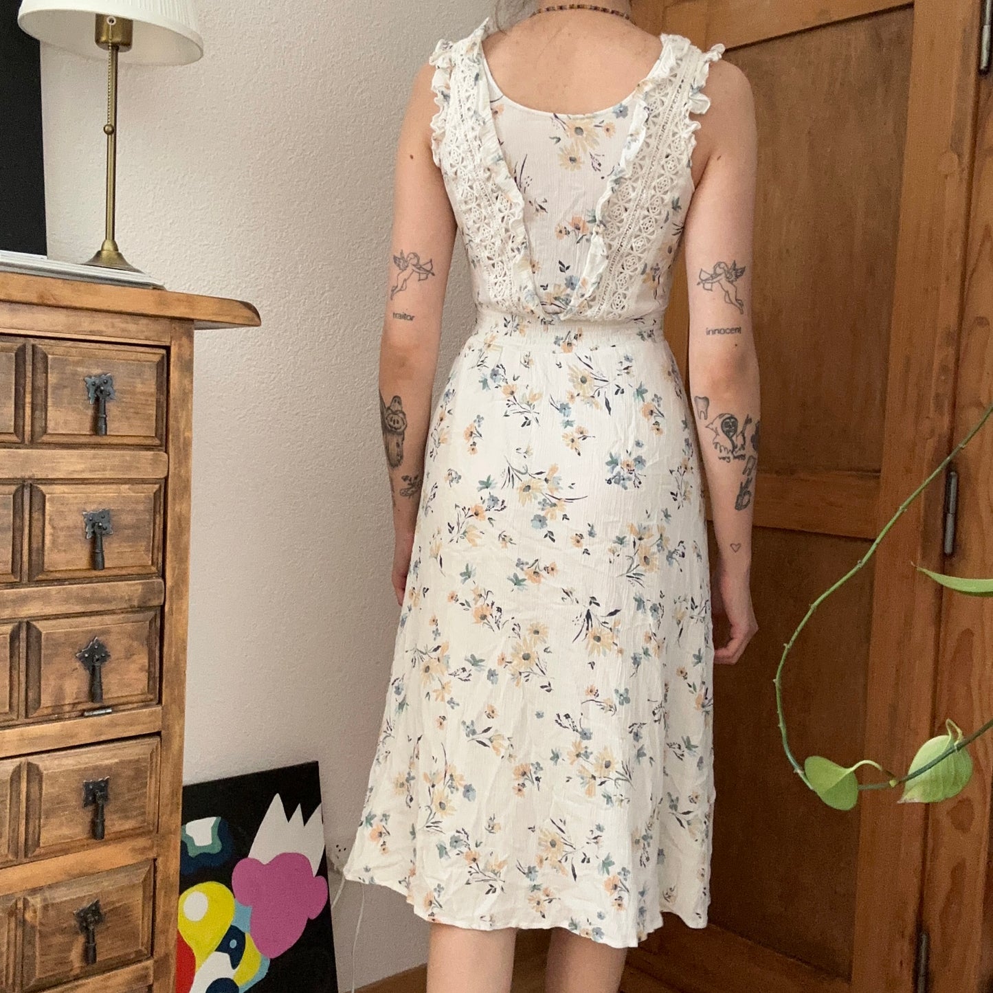 White Dress with cute flower print | Bern