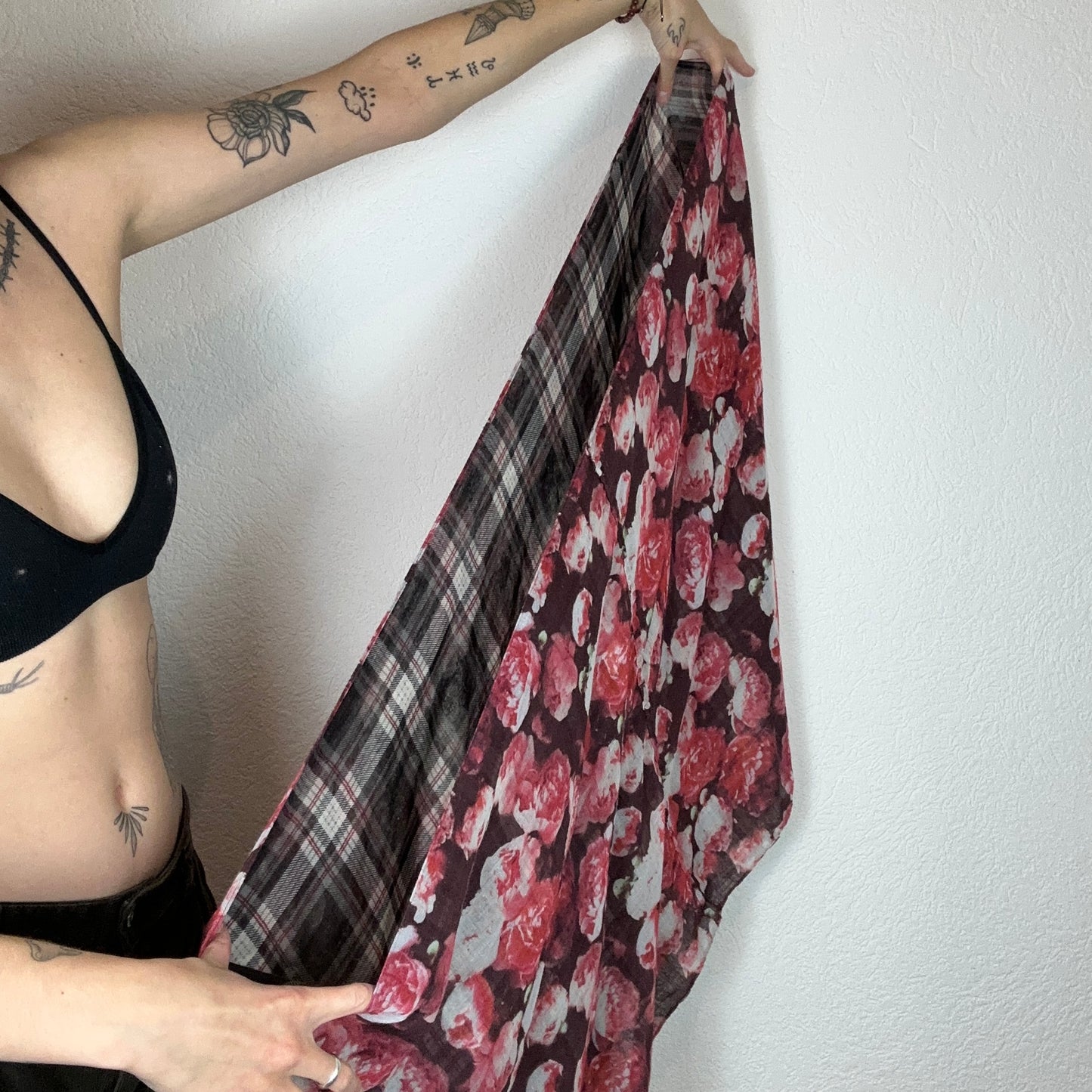 Black and Pink/Red Scarf