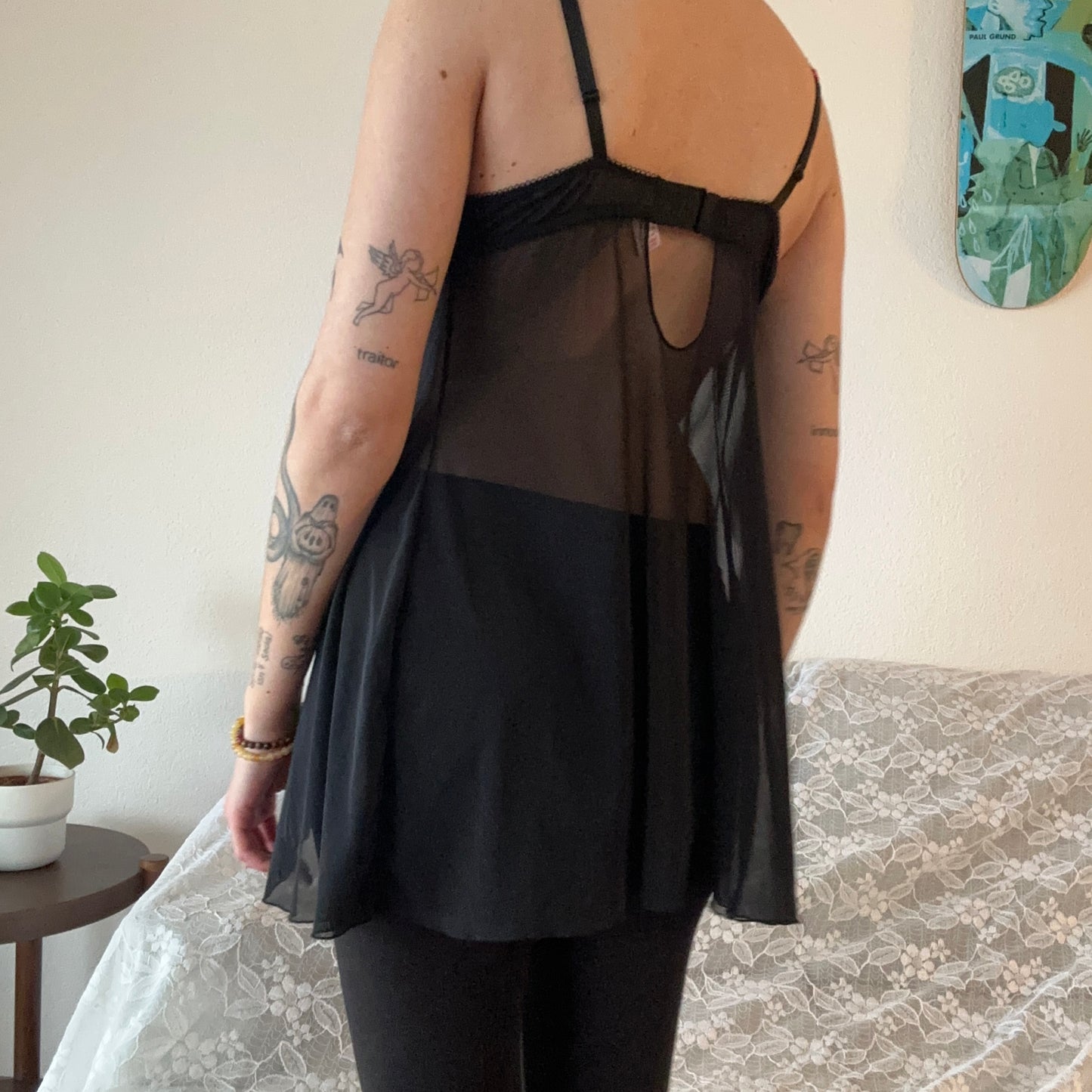 Y2K Black Babydoll Top with cute pink hearts | Bern