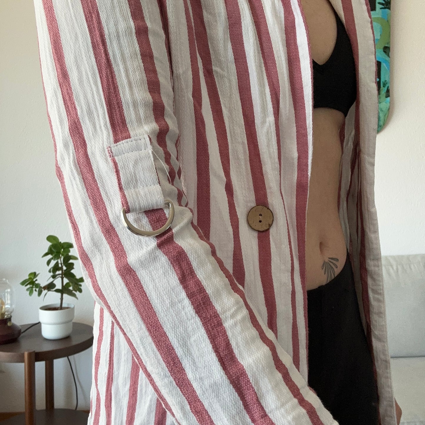 White Cardigan with Pink Stripes | Bern