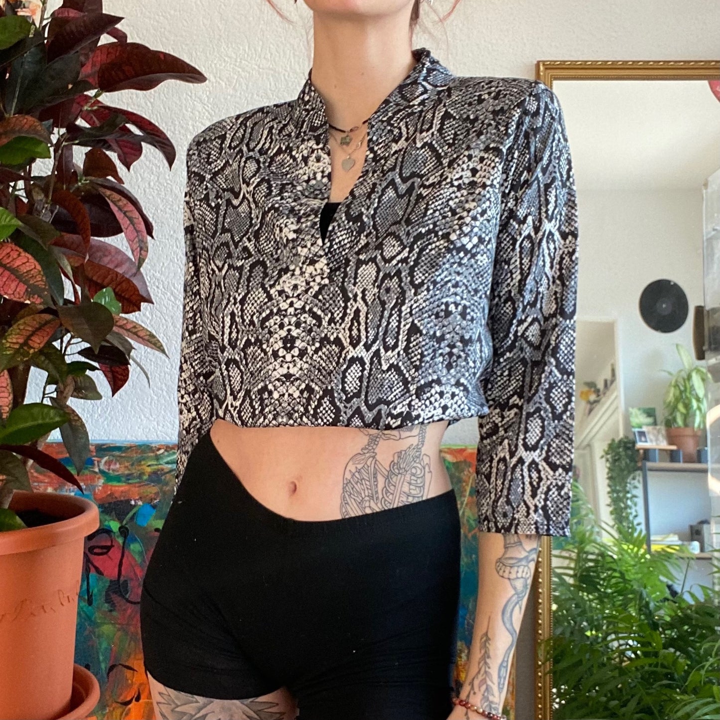 Gray Snake Print Blouse | Bern