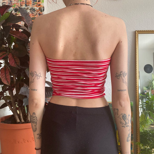 Red Reworked Bandeau Top
