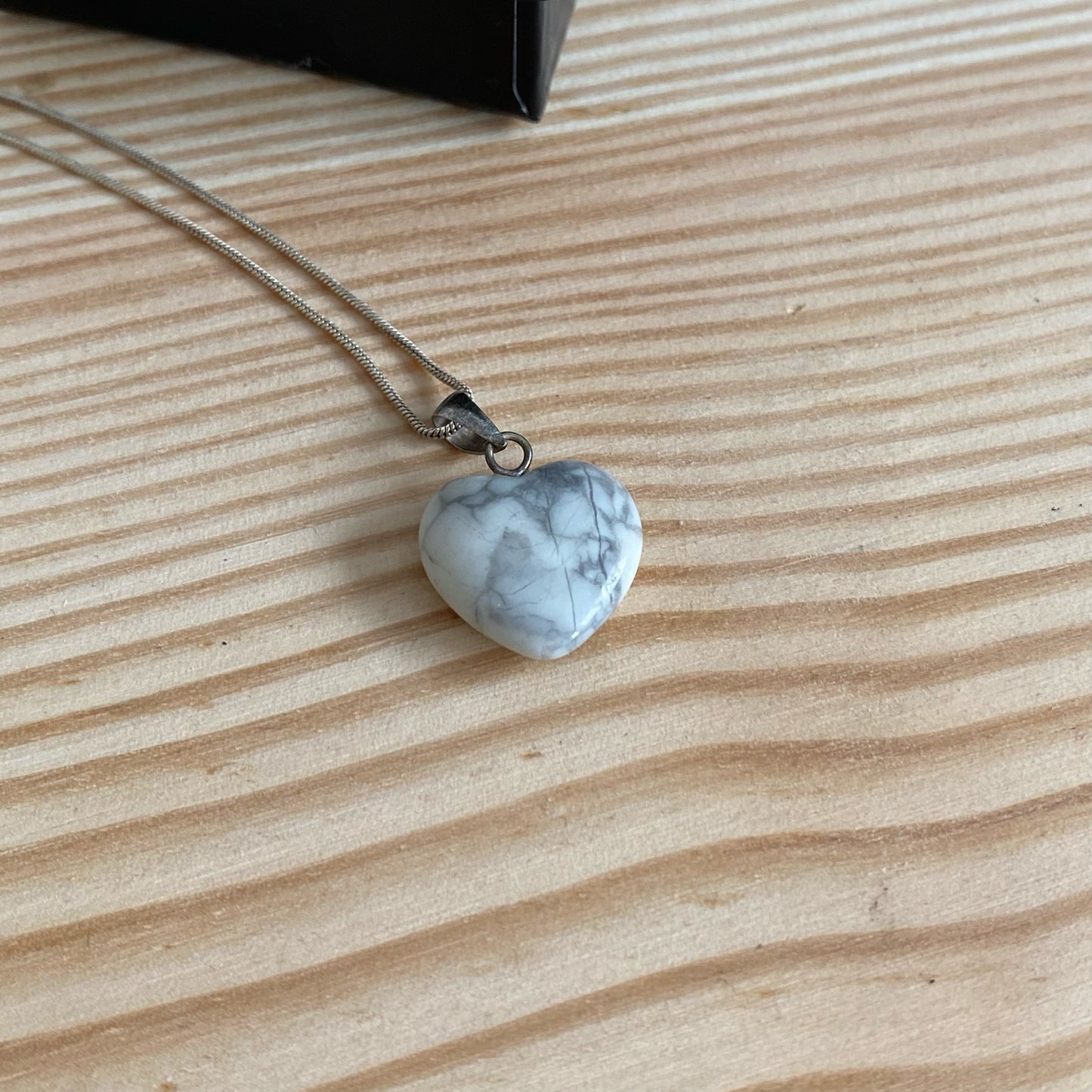 Silver Necklace with white heart