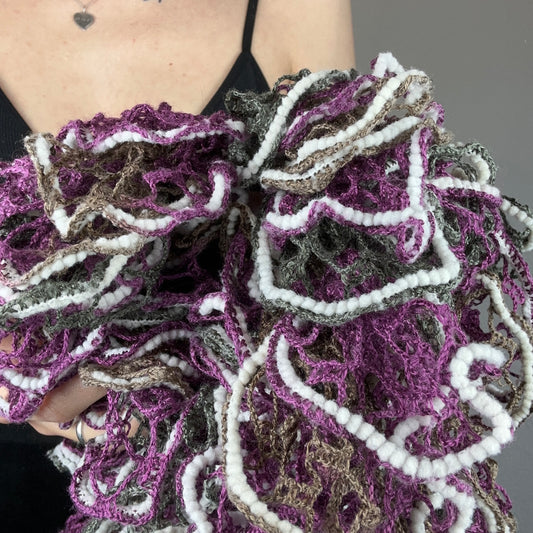 Purple, Khaki knitted Scarf