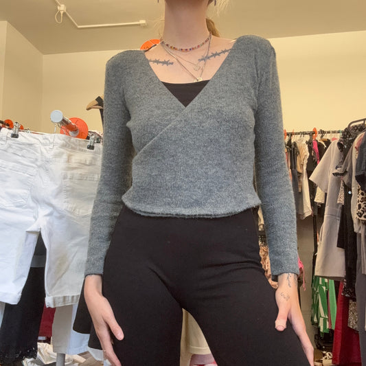 Gray cropped knitted Longsleeve | Bern