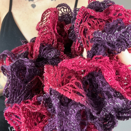 Red / Purple knitted Scarf