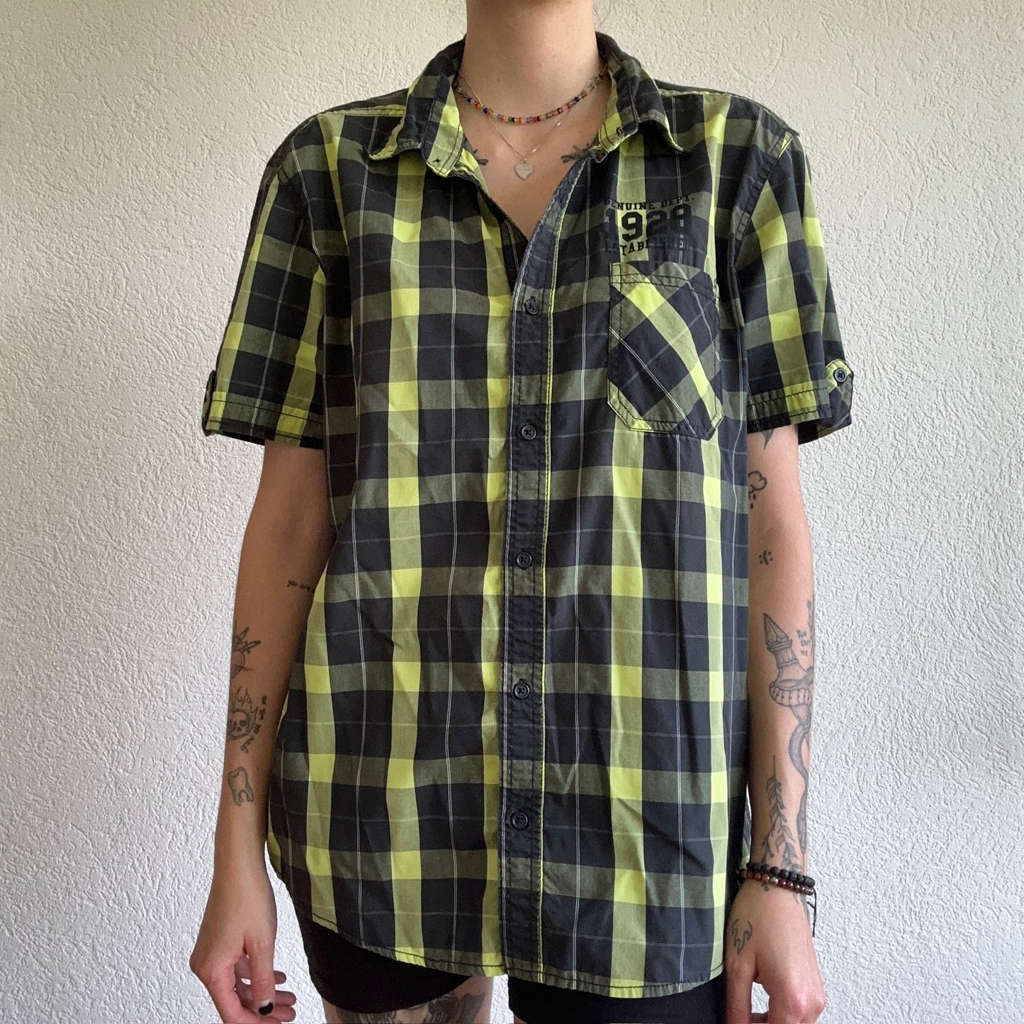 Black and Green Shirt Blouse