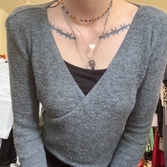 Gray cropped knitted Longsleeve | Bern