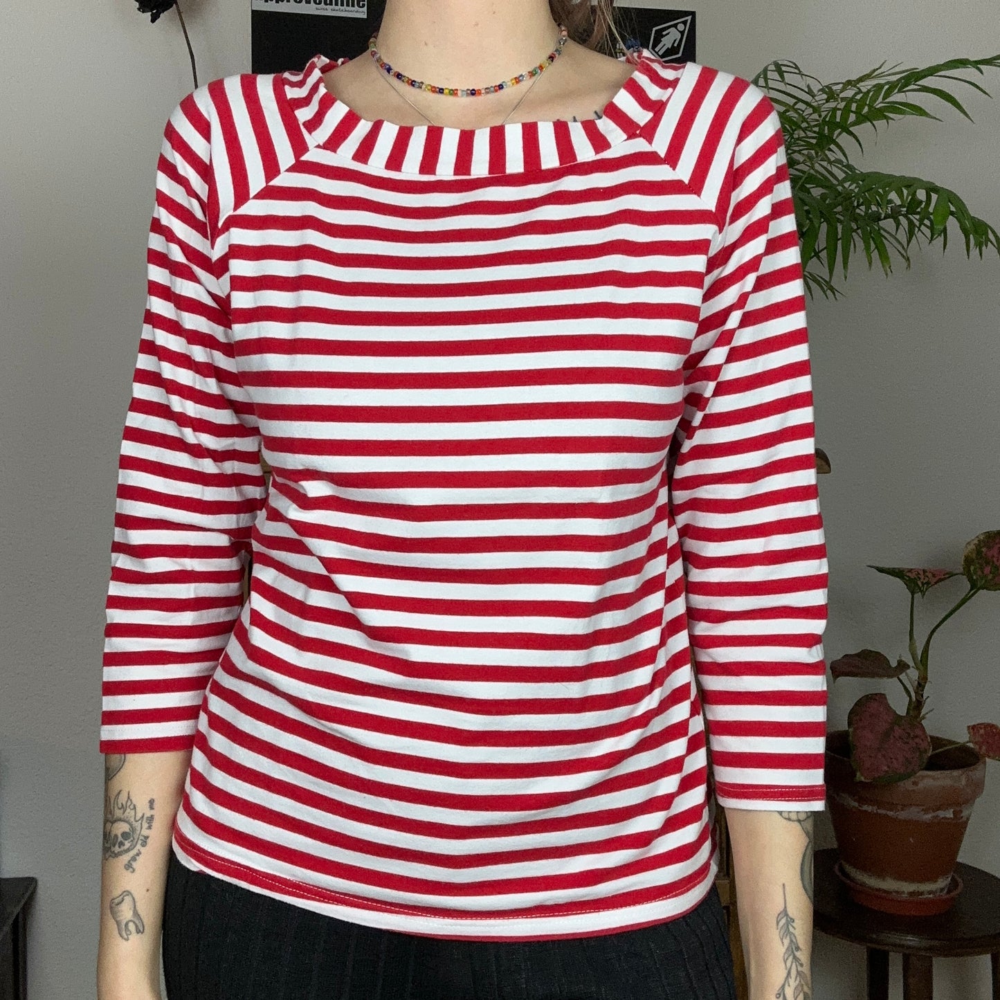 Red and White striped 3/4 Longsleeve