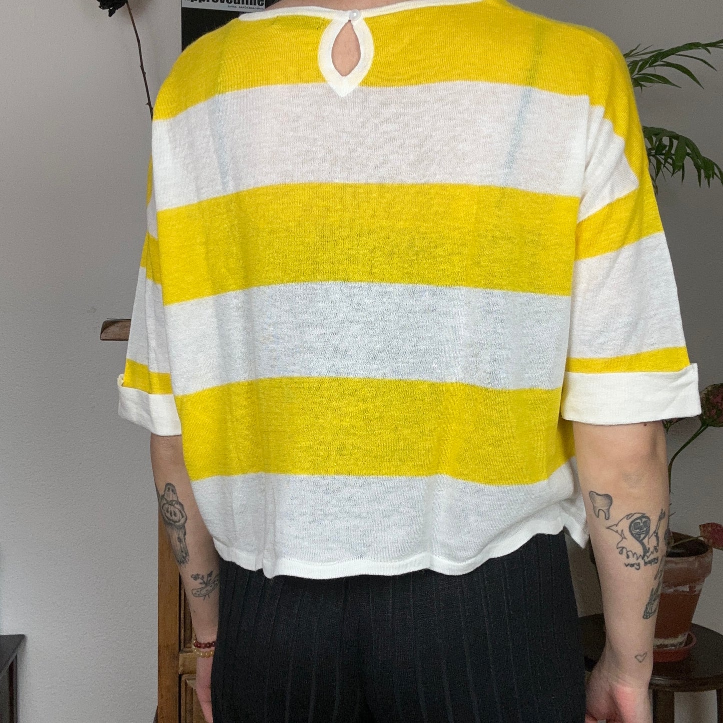 White and Yellow cropped Shirt | Bern