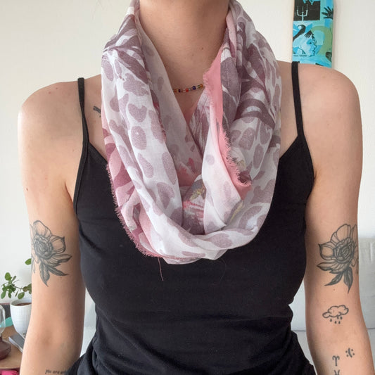 Pink and White Scarf