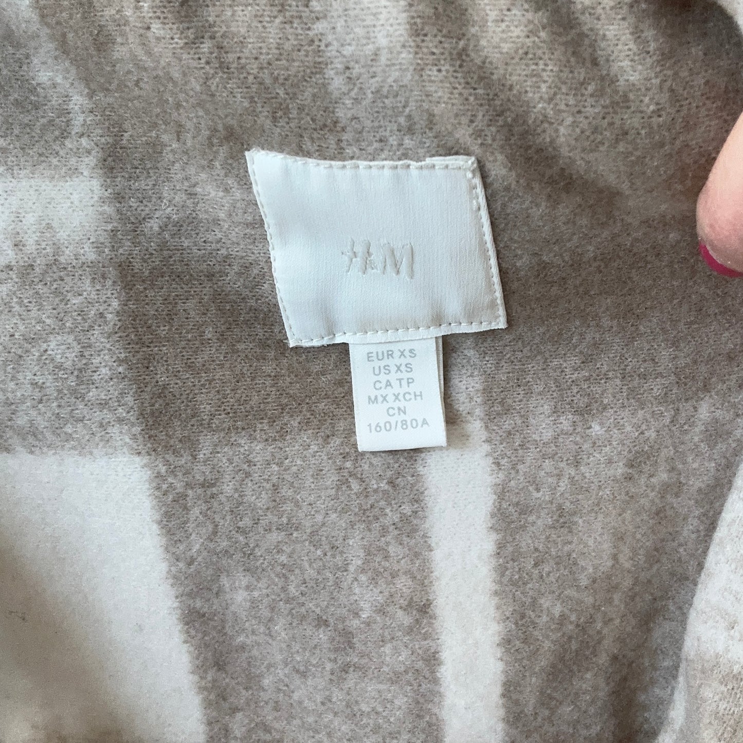 White and Beige checked Coat without sleeves