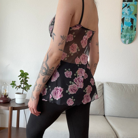 Y2K Black Dress with cute Flower Print | Bern