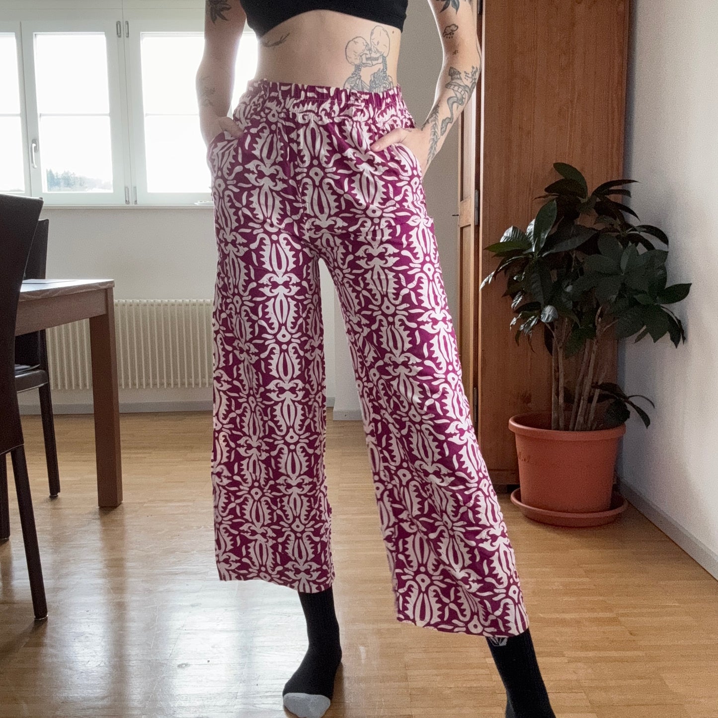 Purple Pants with white Pattern | Bern