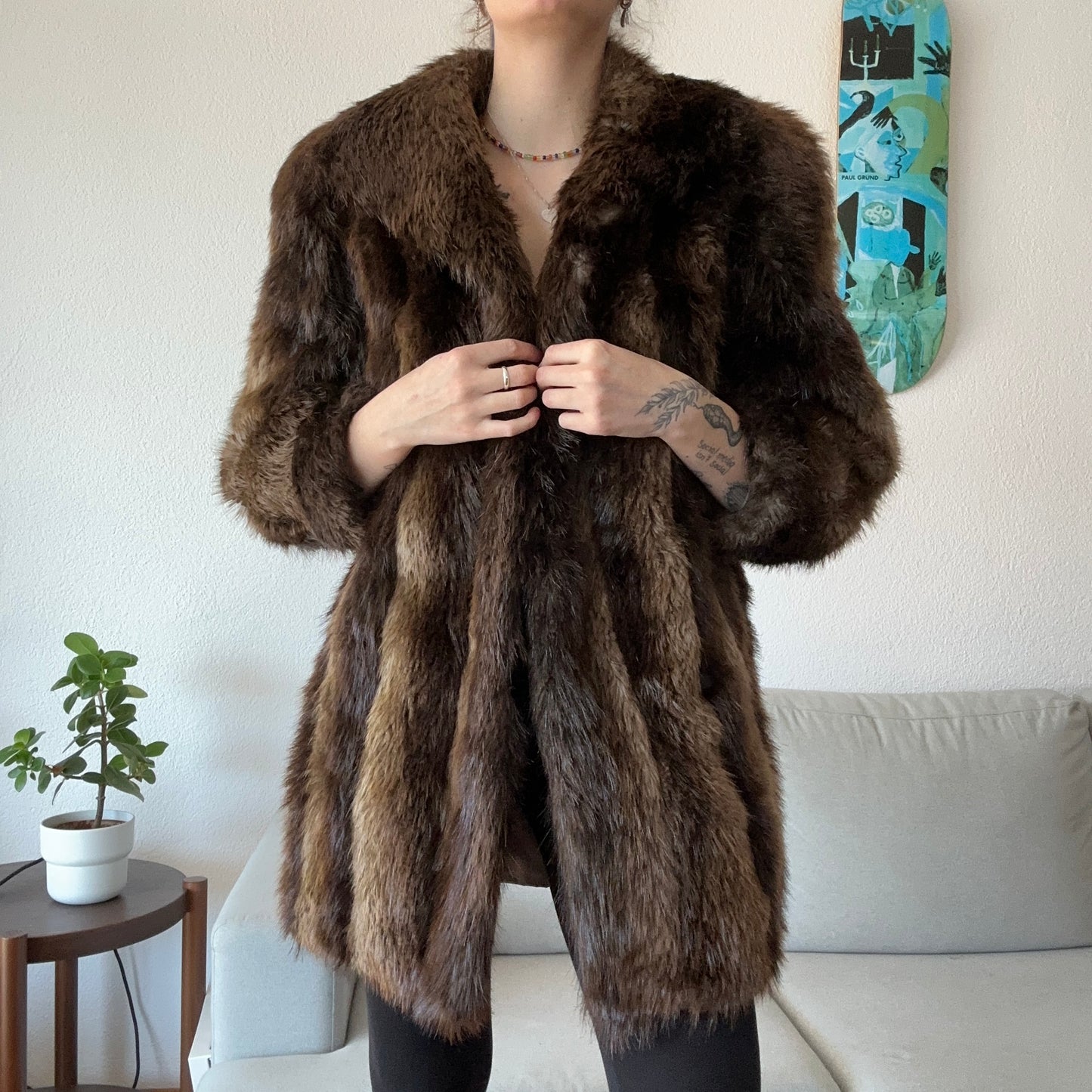Vintage Brown Beaver Fur Coat (Real Fur) | Bern
