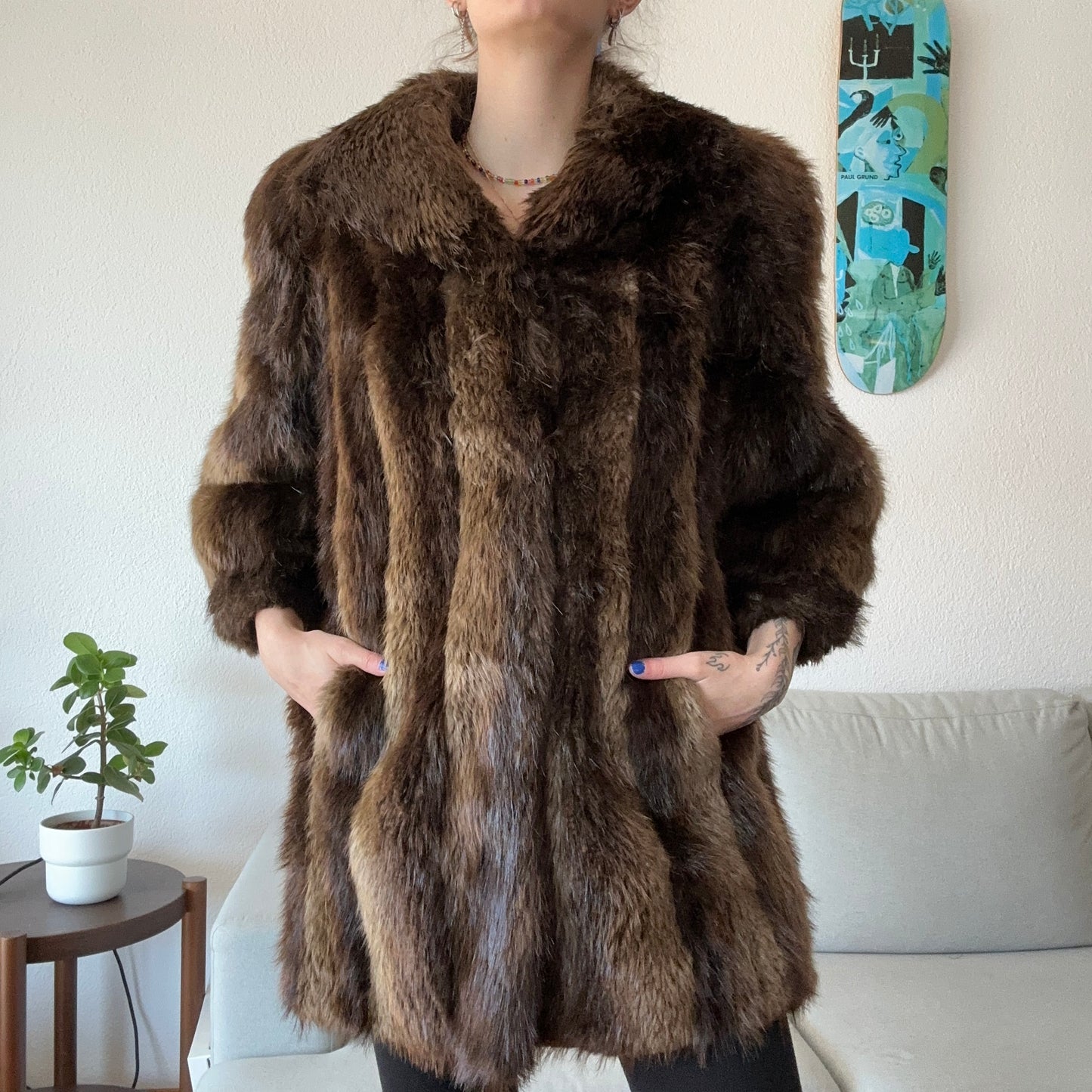 Vintage Brown Beaver Fur Coat (Real Fur) | Bern