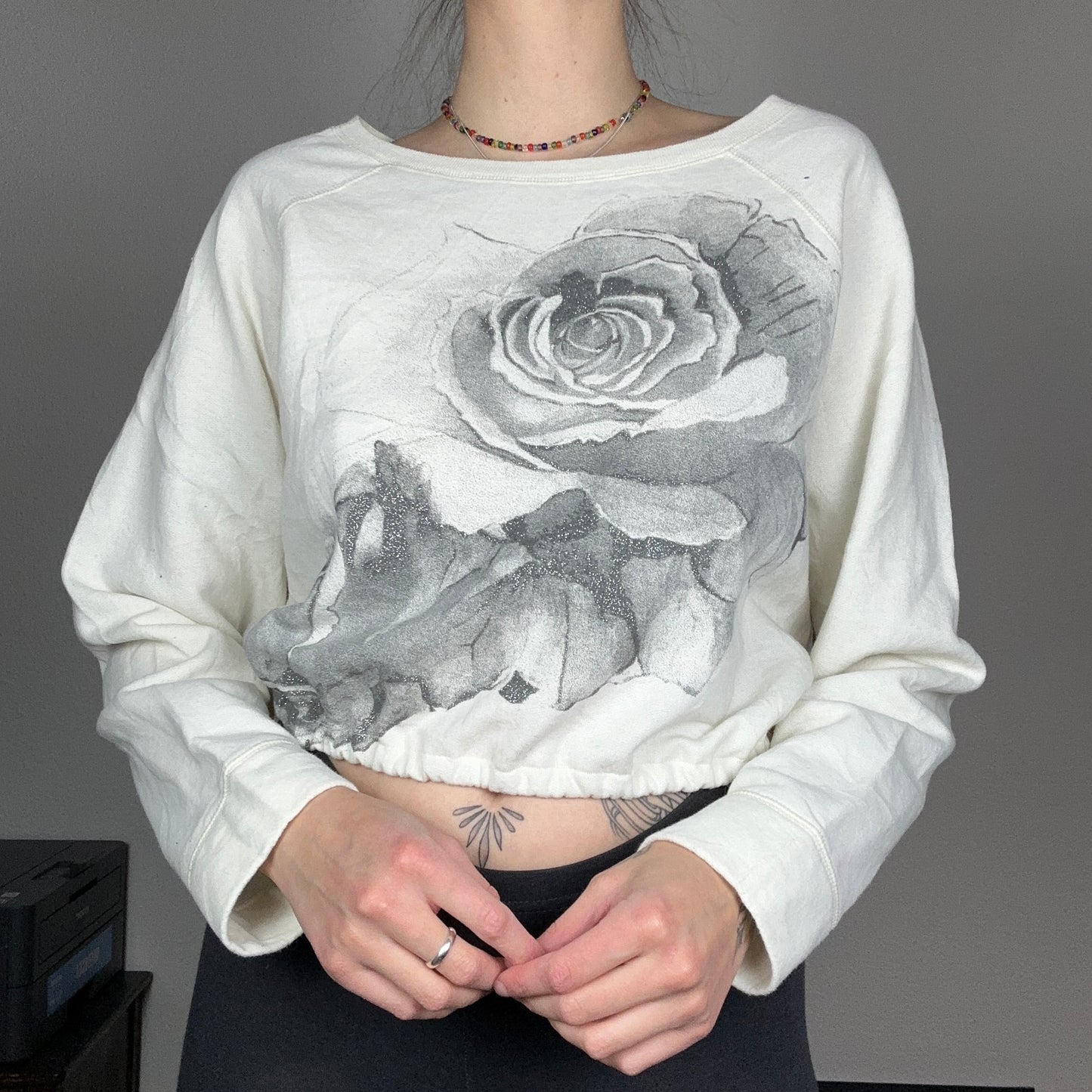 Y2K White Vintage Reworked cropped Sweater | Bern