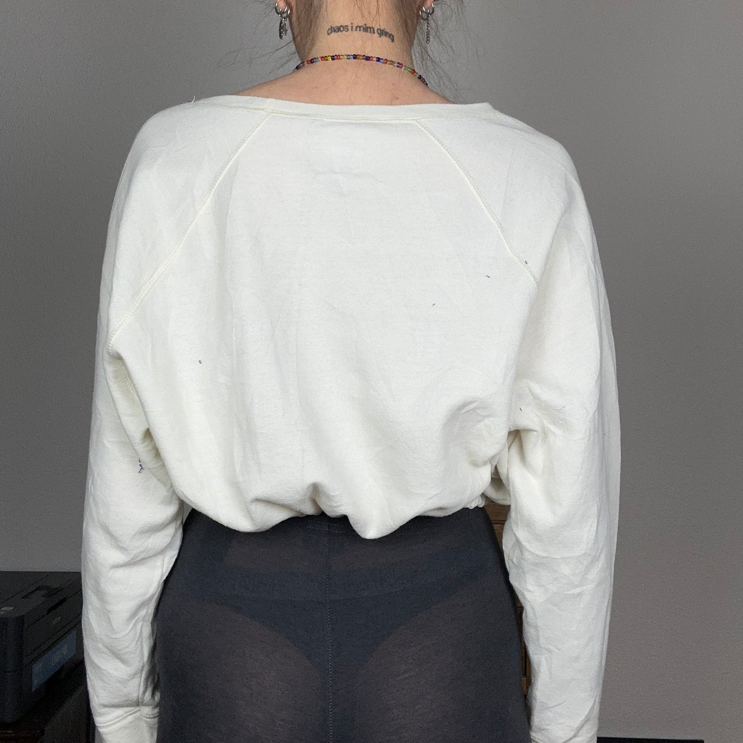 Y2K White Vintage Reworked cropped Sweater | Bern